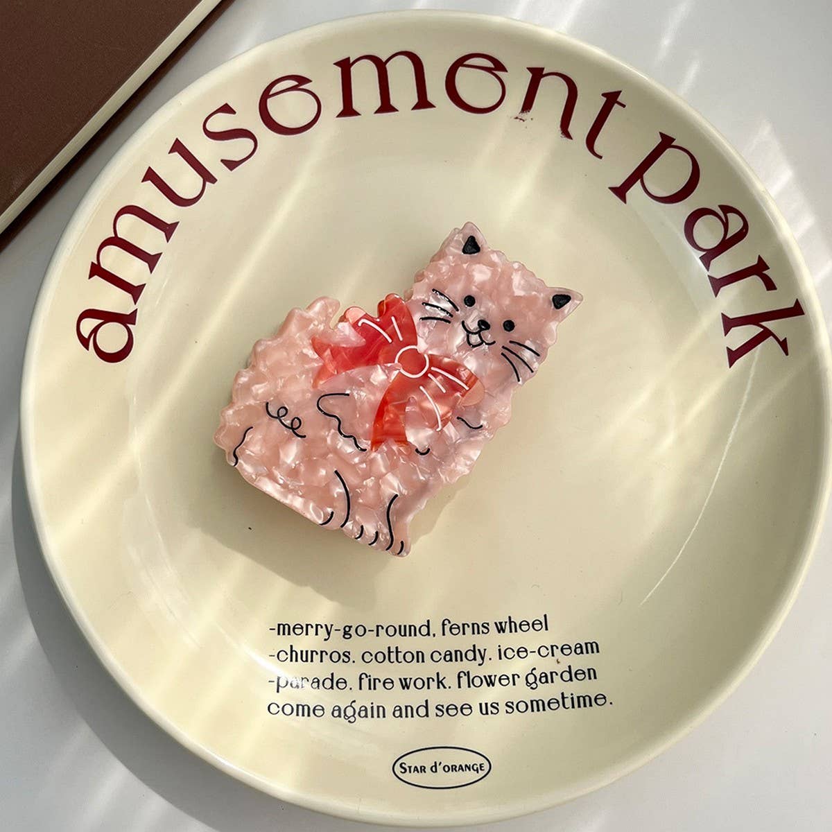 Bow Cat Acetate Hair Claw, Cute Shark Clip for Bun_CWAHA5823