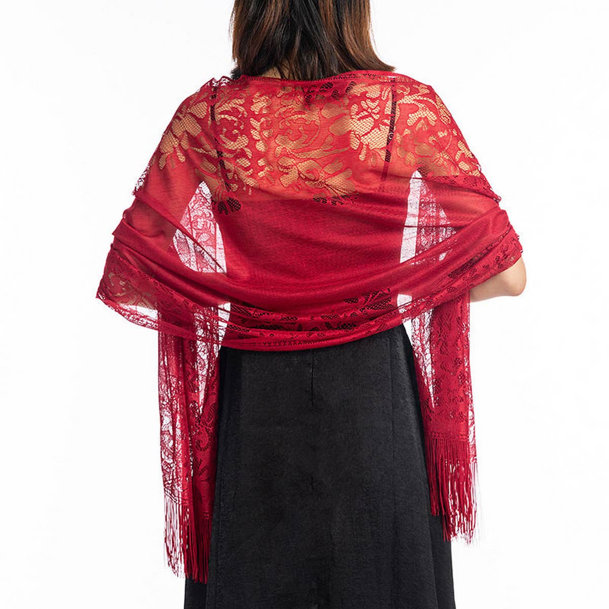 FASHIONABLE EVENING HOLLOW LACE SHAWL