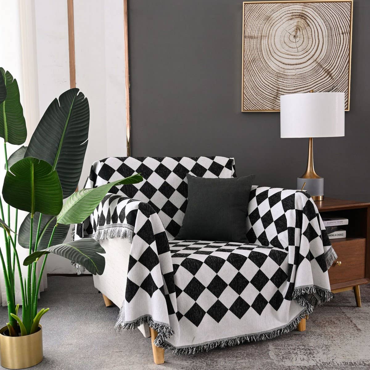 MODERN SIMPLE CHESSBOARD SOFA THROW