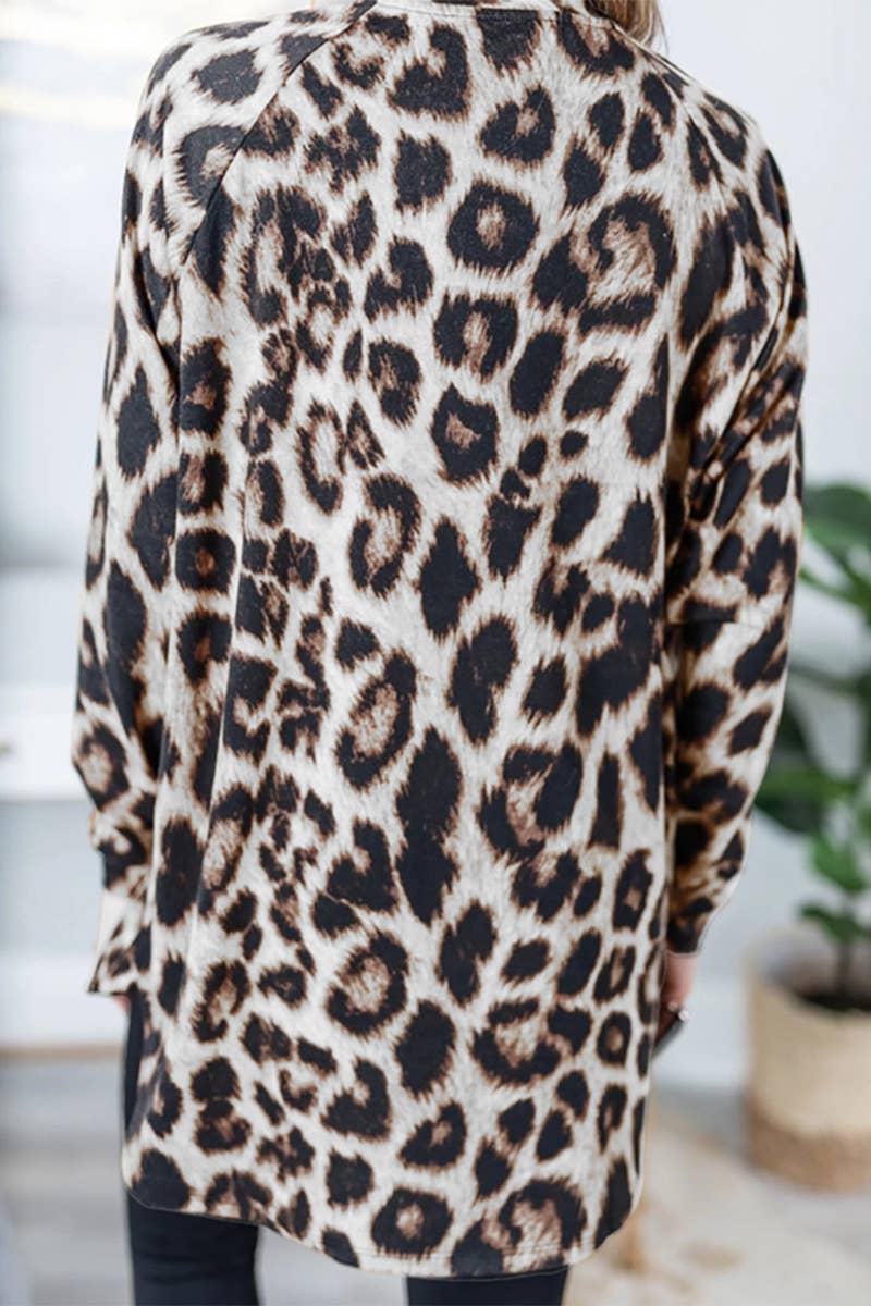 LEOPARD PRINT LOOSE PULLOVER LONG SLEEVE T-SHIRT