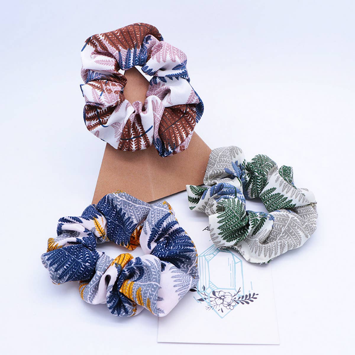 NEW LEAF PRINT HAIR TIES_CWAHA1019
