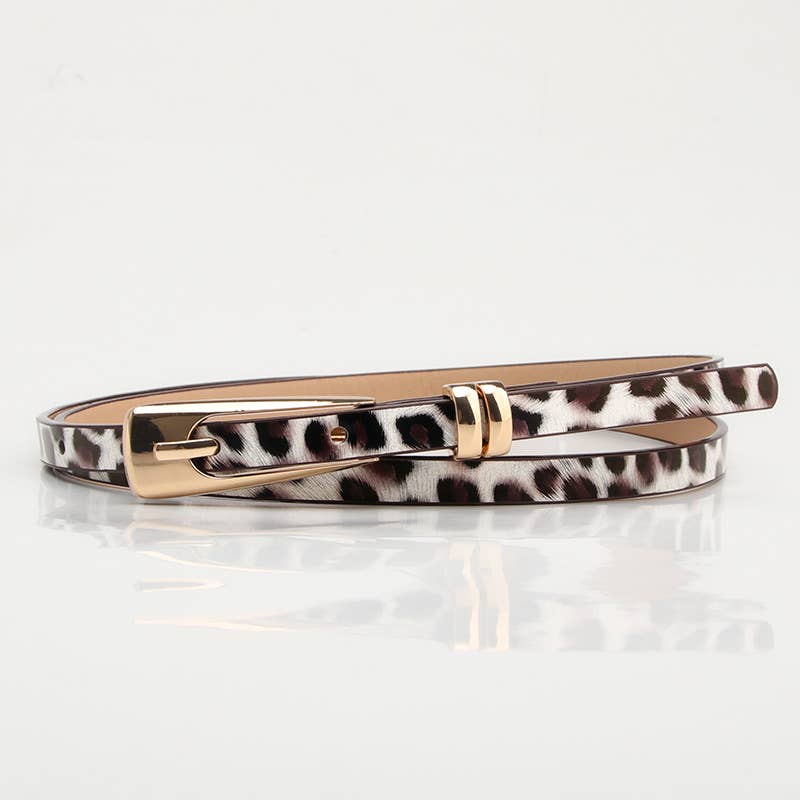 Leopard-print alloy pin buckle fashionable belt