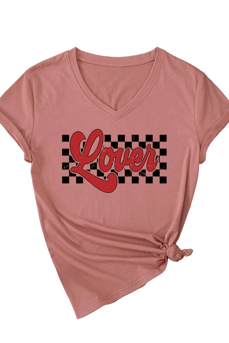 TEMPERAMENT TRACK PRINTED V NECK T SHIRT_CWTTS0712