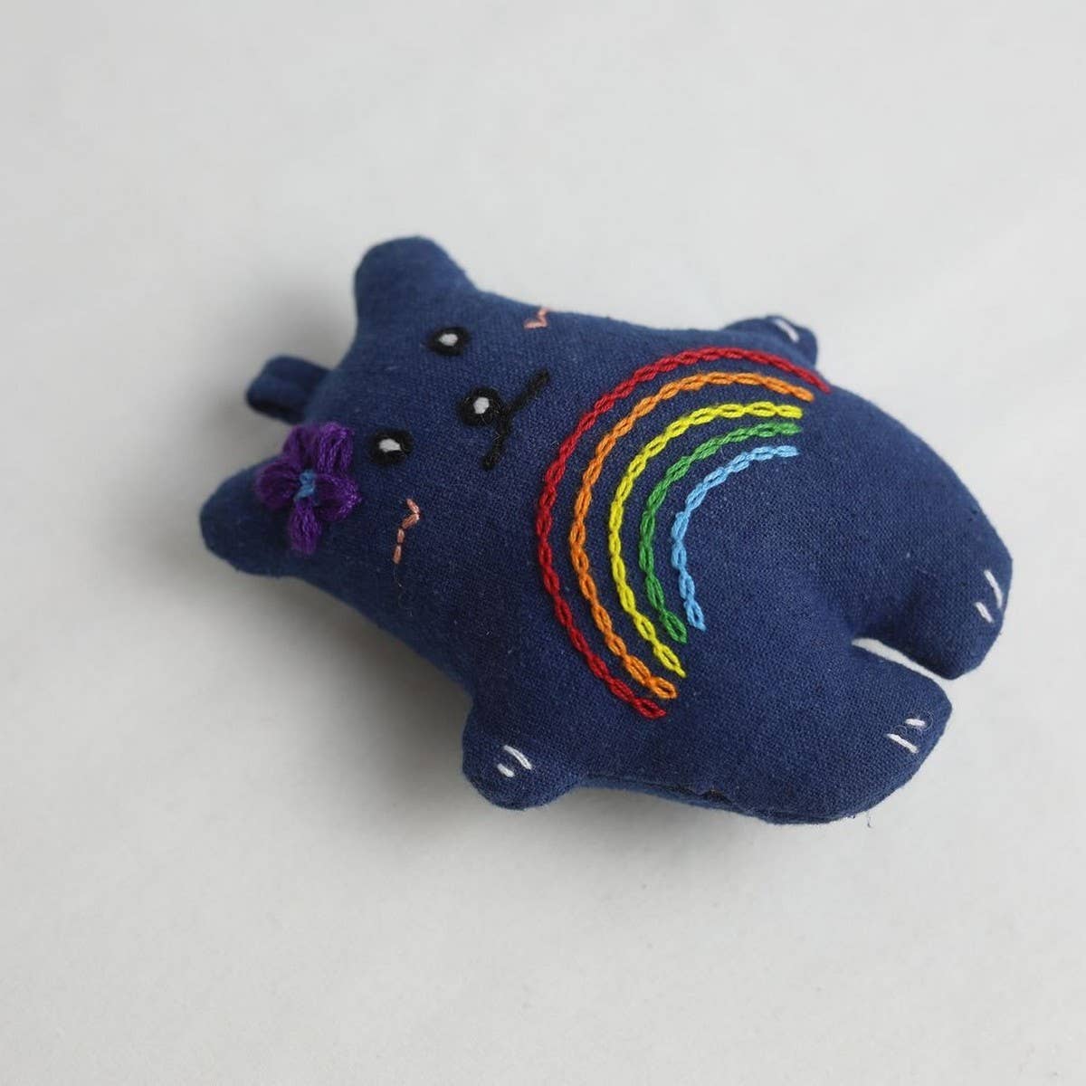 Hand-Embroidered Rainbow Bear Plush Charm