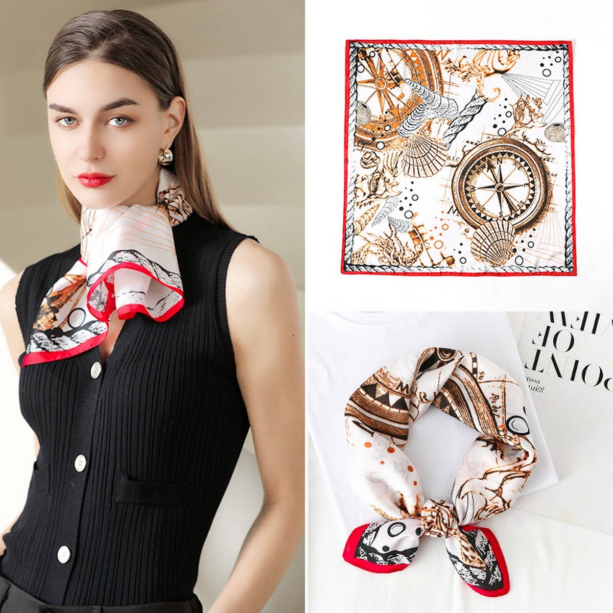 SILK FEELING SCARF MEDIUM SQUARE SATIN HEAD SCARF