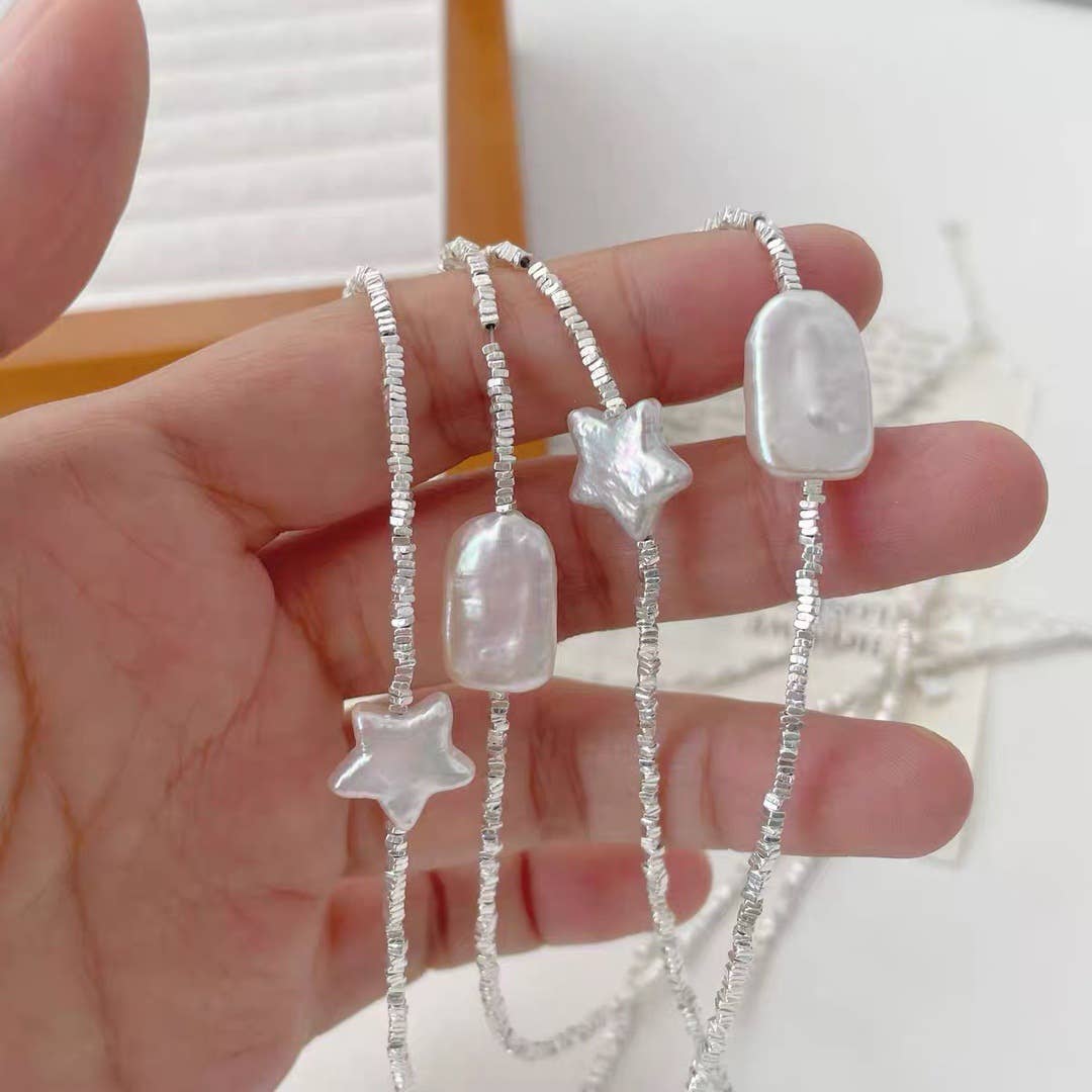 Niche design star-shaped Baroque pearl necklace