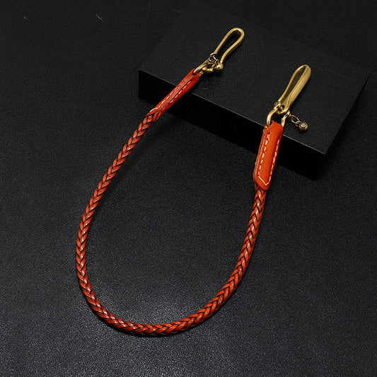 HAND-WOVEN VINTAGE LEATHER TROUSER CHAIN