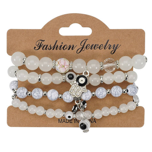 CWAJE05701_BOHO MULTI LAYER GLASS CERAMIC BEADED BRACELET