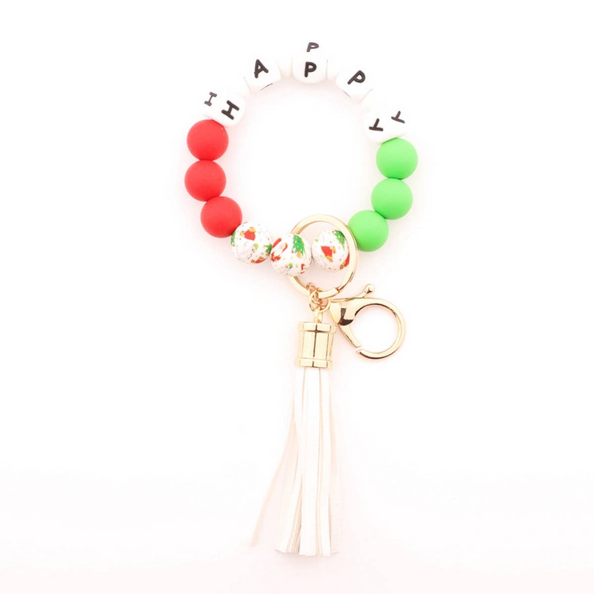 Christmas Silicone Bead Bracelet Keychain Gift