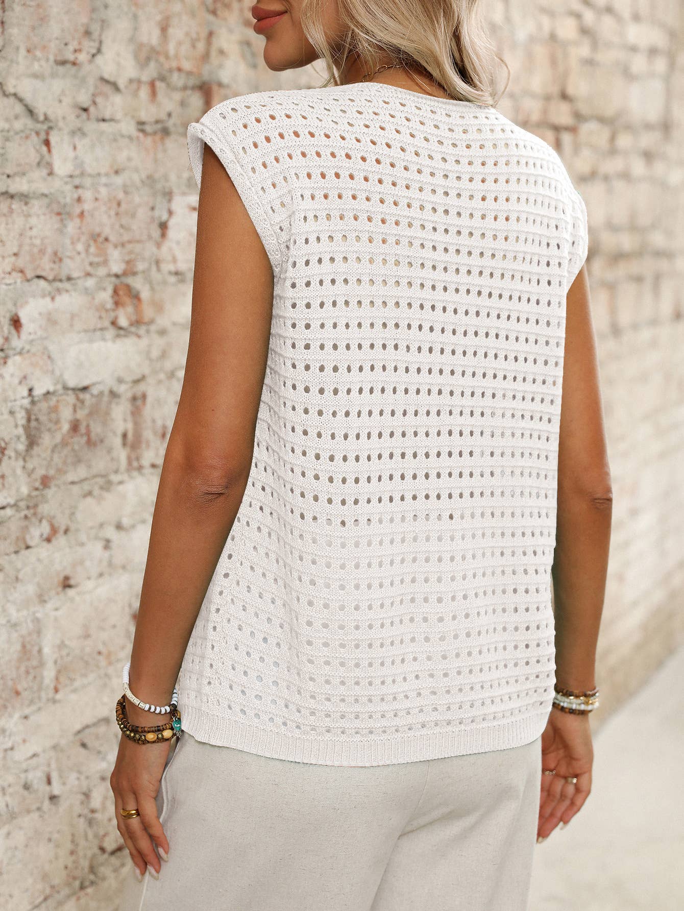 Hollow-out sweater short-sleeved knit smock