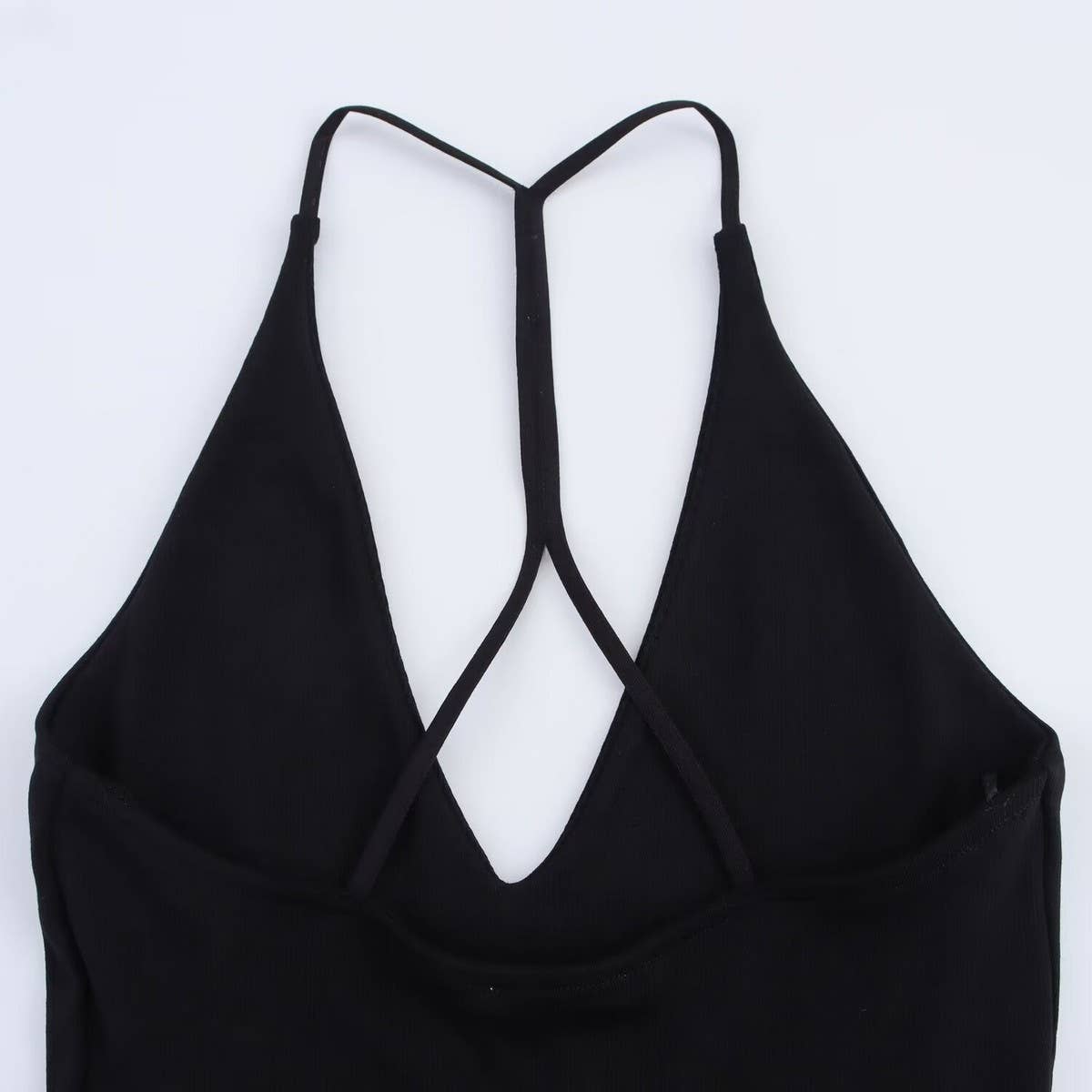 Solid Color V-Neck Halter Patchwork Dress_CWDHL0984