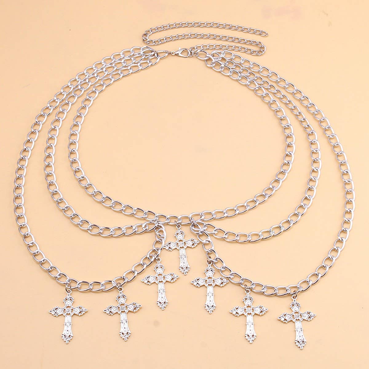 ALLOY HOLLOW CROSS PENDANT WAIST CHAIN BODY CHAIN_CWMM0652