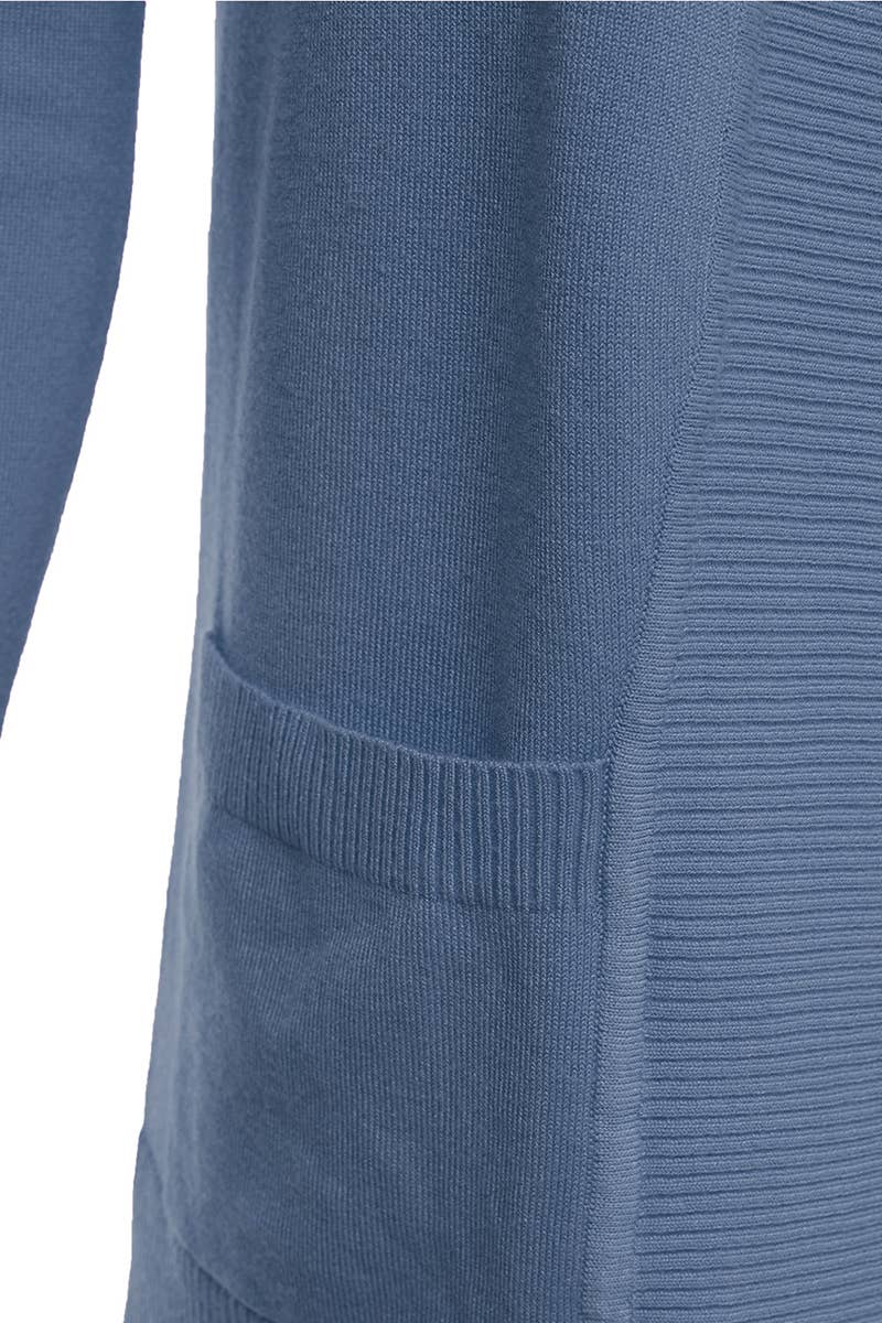 AWOCAL313_Open Front Long Sleeve Pockets Sweater Cardigan