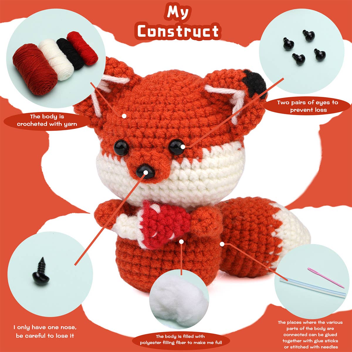 HANDMADE DIY DOLL CROCHET MATERIAL PACKAGE