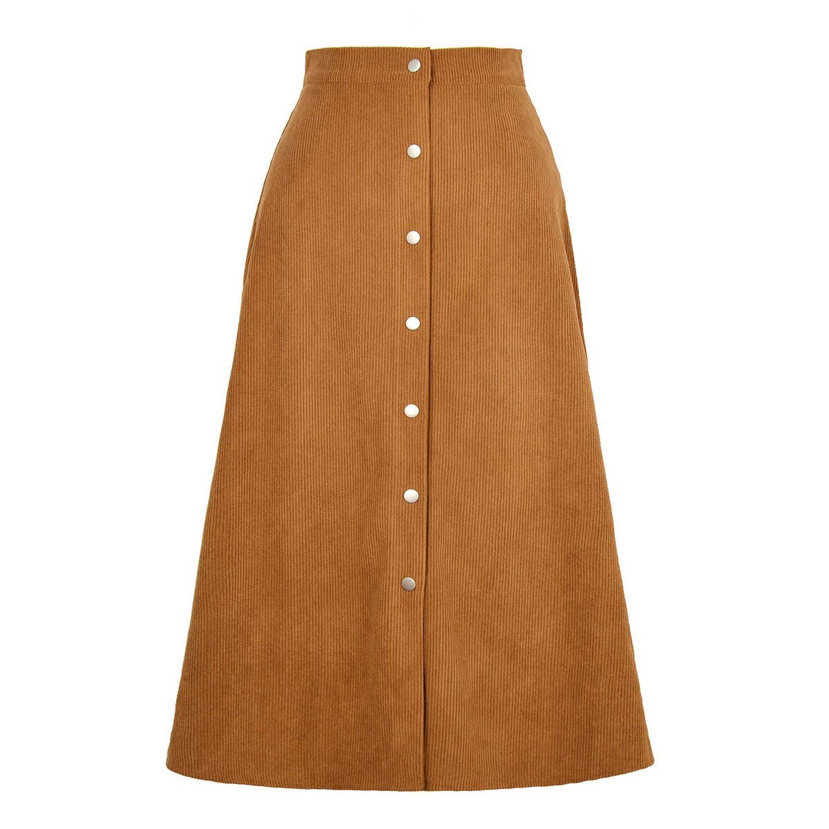 CORDUROY SKIRT SINGLE BREASTED HIGH WAISTLONGSKIRT