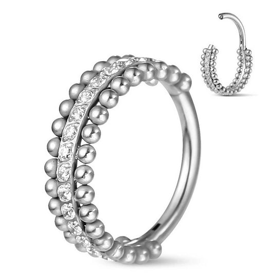 Seamless Zircon Nose Ring in Stainless Steel