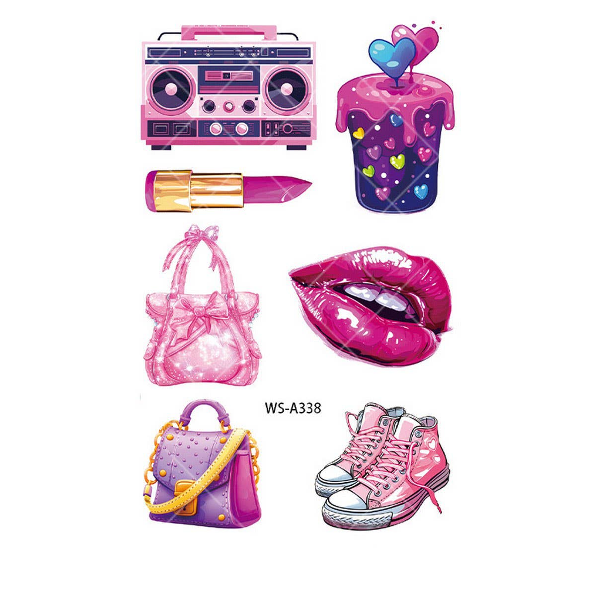 Pink Guitar Girl Tattoos ??Waterproof Kids Party_CWMM8382