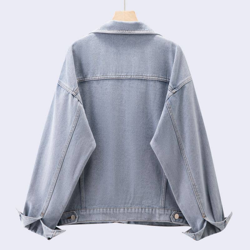 STEREOSCOPIC STYLE WASH DENIM COAT WITH LAPEL