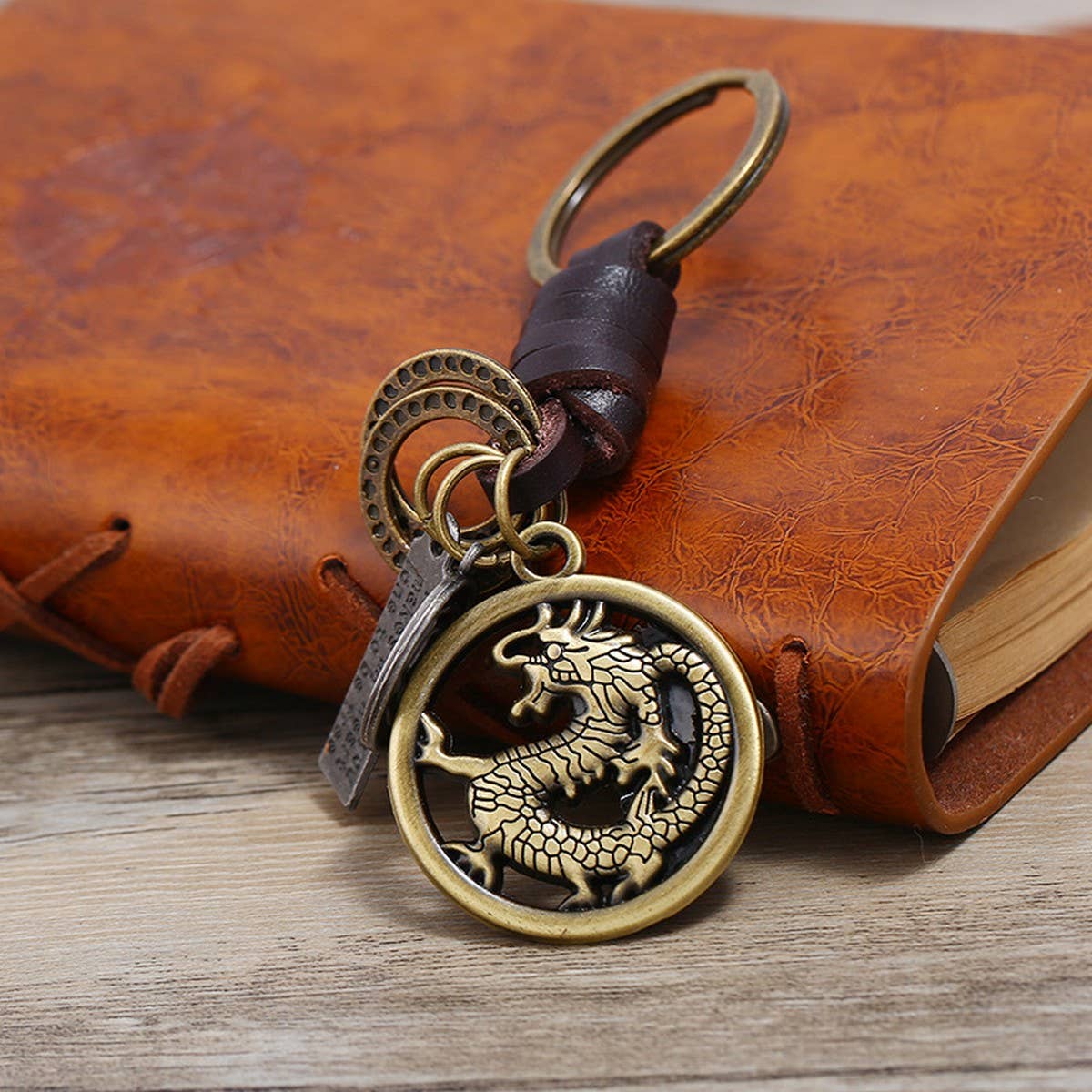 HAND-WOVEN VINTAGE LEATHER KEYCHAIN