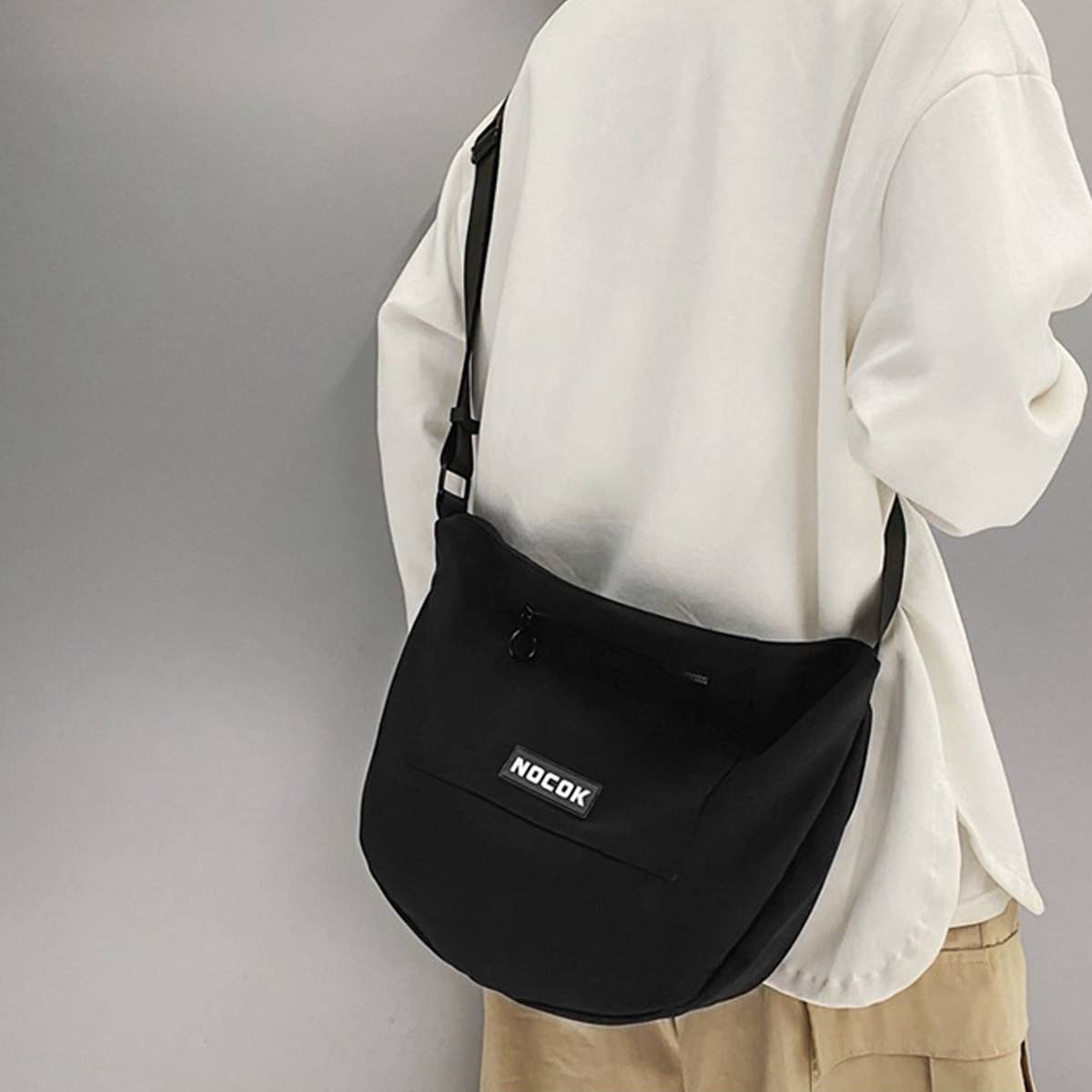 SIMPLE SOLID COLOR CASUAL LETTER CROSSBODY BAG_CWAB1768