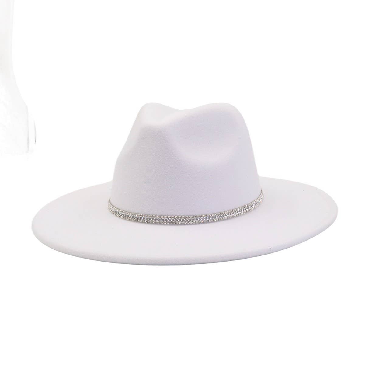 Unisex Wool Fedora Hat Ethnic Flat Brim Style_CWAH04402