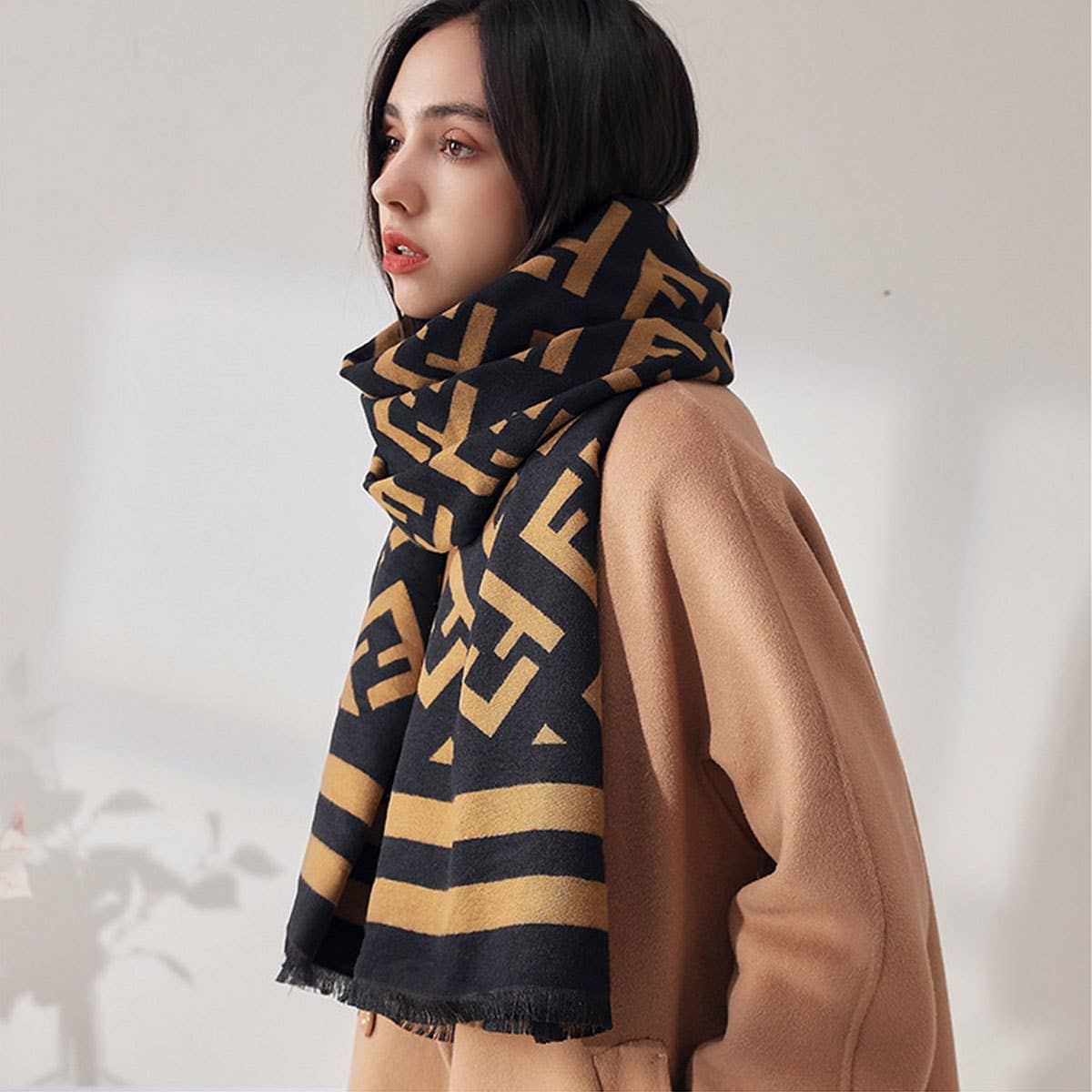 Double-Sided Faux Cashmere Scarf??Warm Shawl