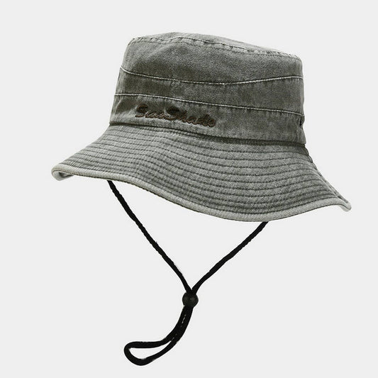 Washed Cotton Wide Brim Sun Hat for Hiking_CWAH3824