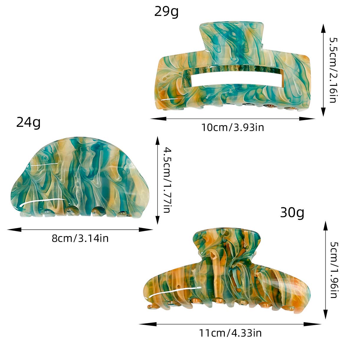 Simple geometric grab acrylic hair clip