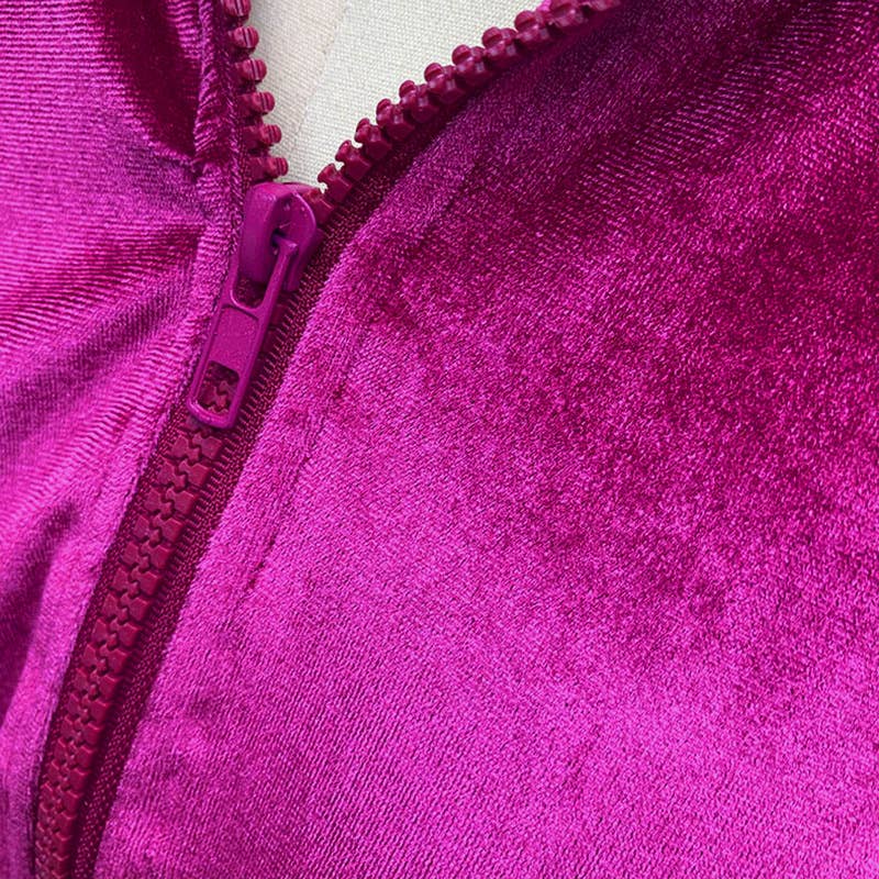 Hooded zipper jacket and velvet casual pants set