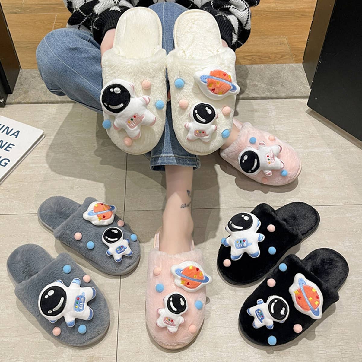 CARTOON SPACE ASTRONAUT HOME COTTON SLIPPERS_CWSHS0381