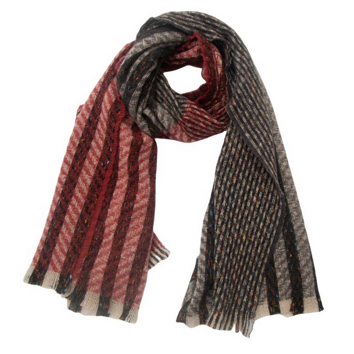 Striped Jacquard Scarf ??Unisex Winter Shawl_CWASC0866