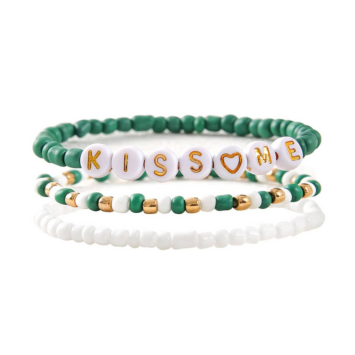 ST. PATRICK'S DAY RICE BEAD ALPHABET BRACELET SET_CWMM3506