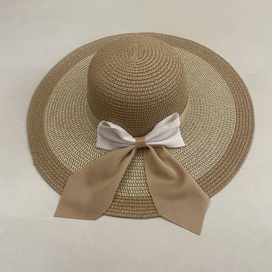 Summer outdoor bow sun protection straw hat_CWAH3565