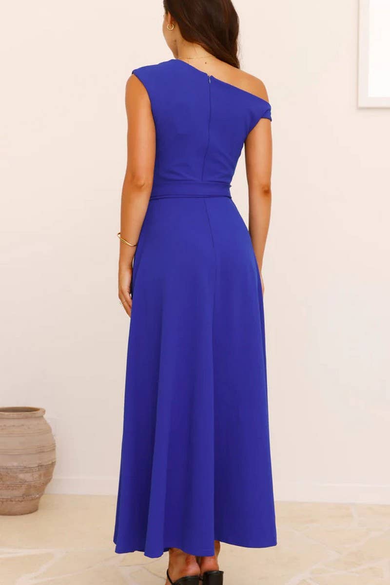 CWDMD5217_SOLID COLOR STYLISH TIE-BACK SEXY DRESS