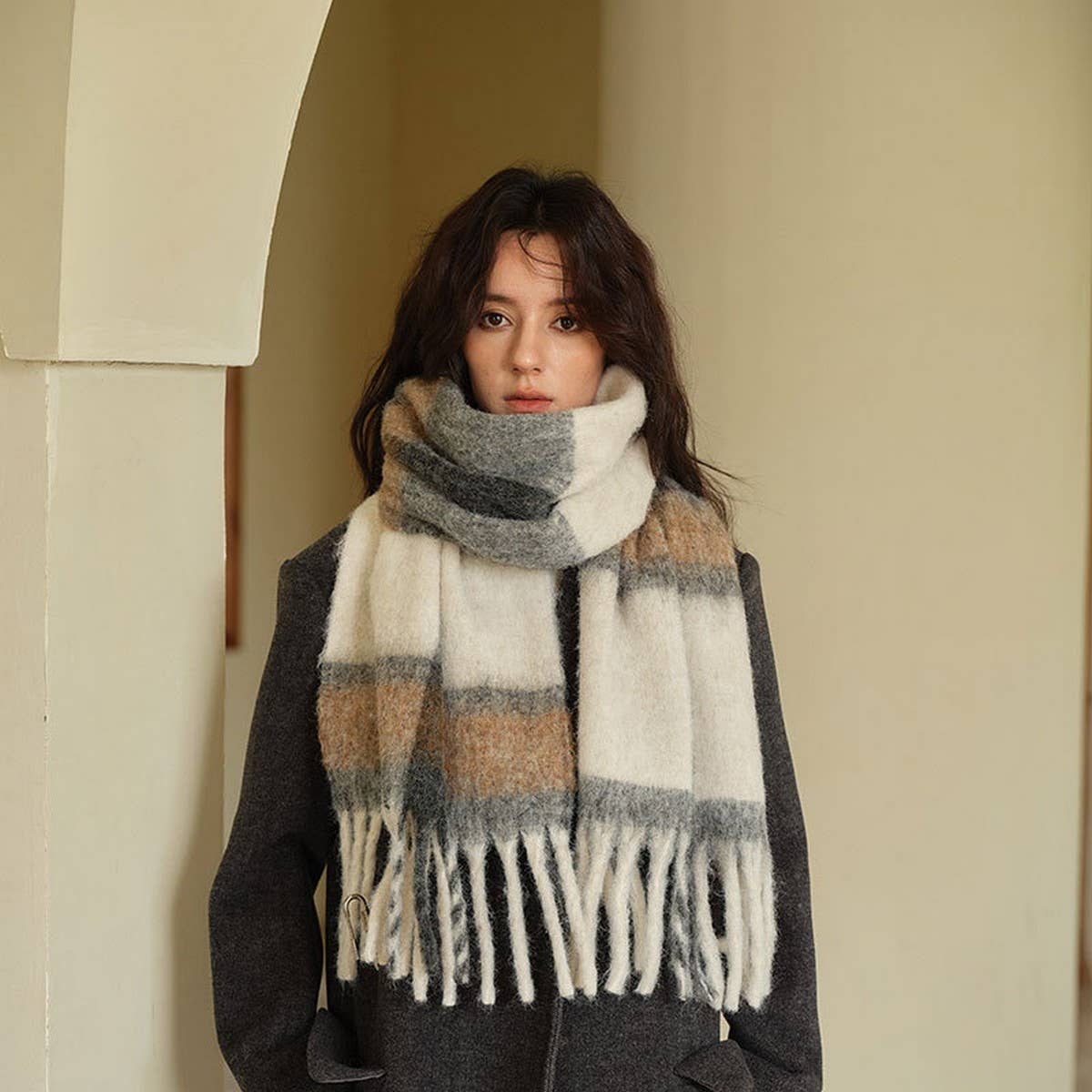 20% Wool Blend Faux Cashmere Scarf for Women_CWASC2371