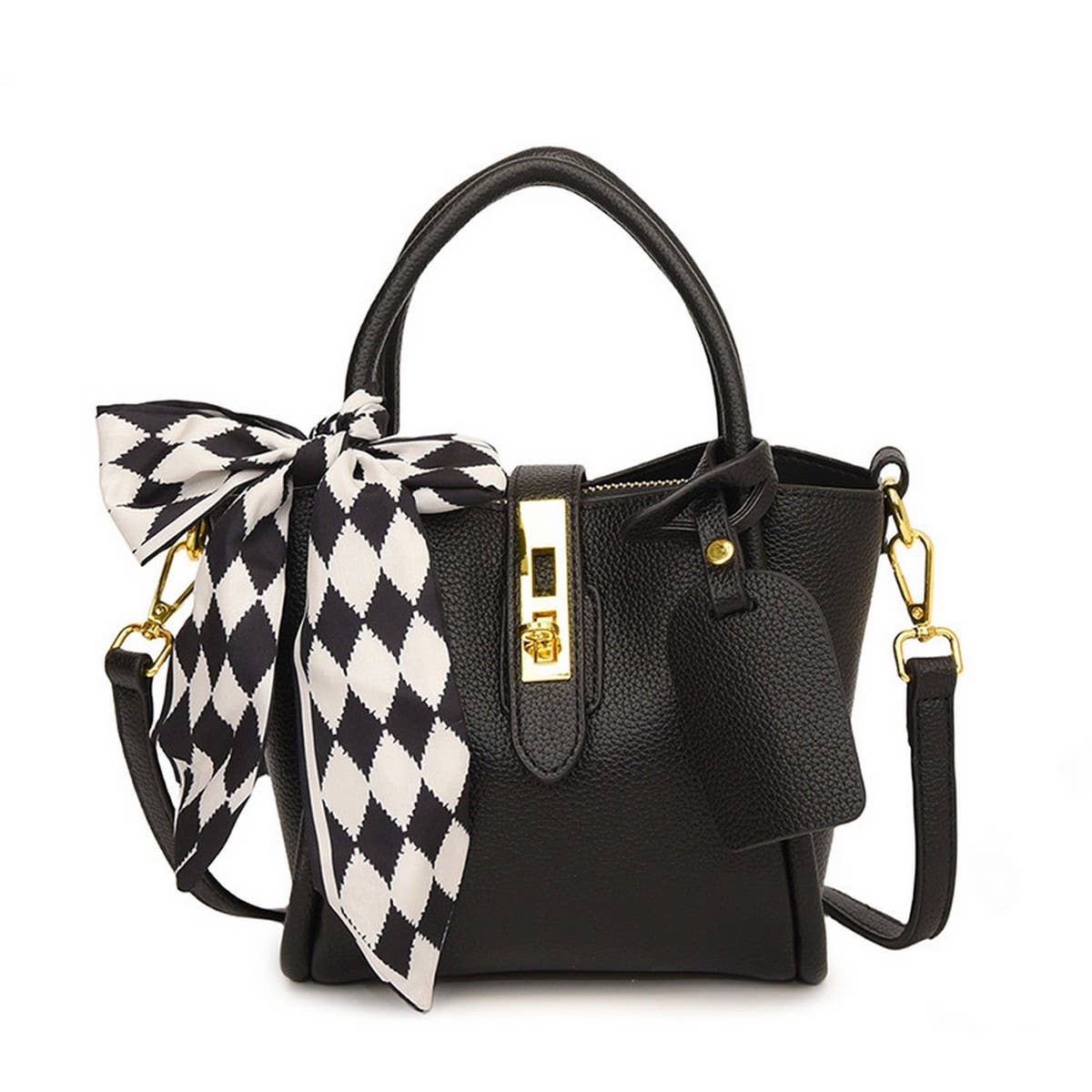 FASHIONABLE SILK SCARF BUCKET BAG_CWAB3333