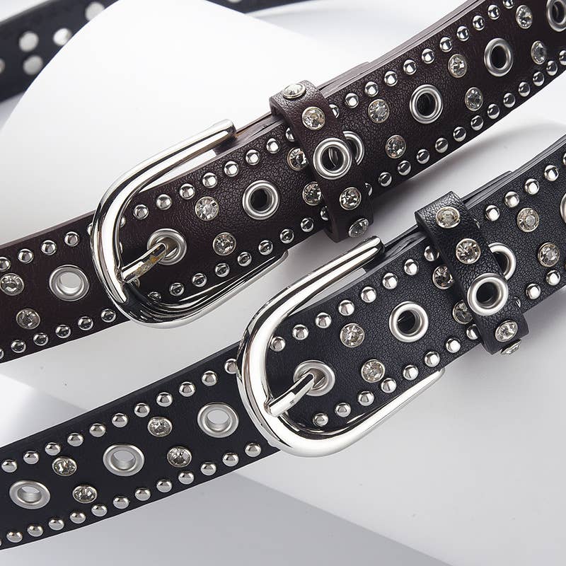 Double-row claw punk-style alloy buckle belt