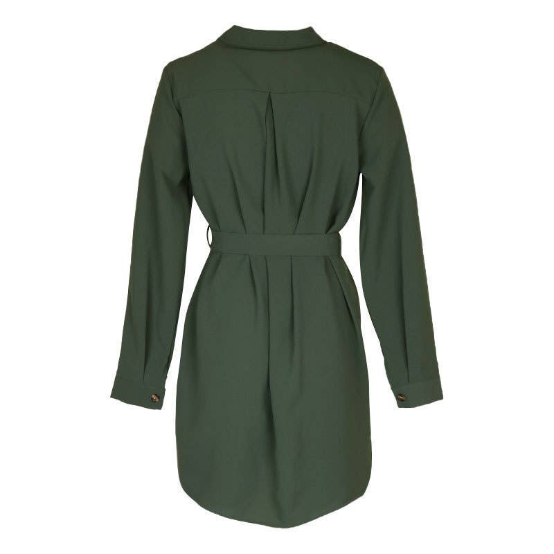 LONG-SLEEVED LACE-UP CARDIGAN DRESS