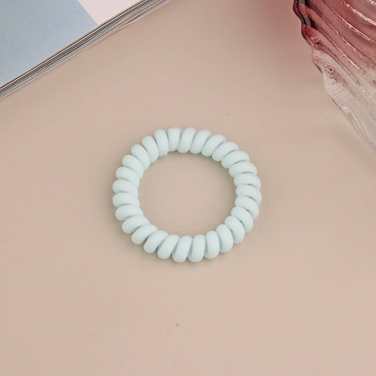CWAHA1379_SIMPLE FROSTED PHONE CORD HAIR TIE
