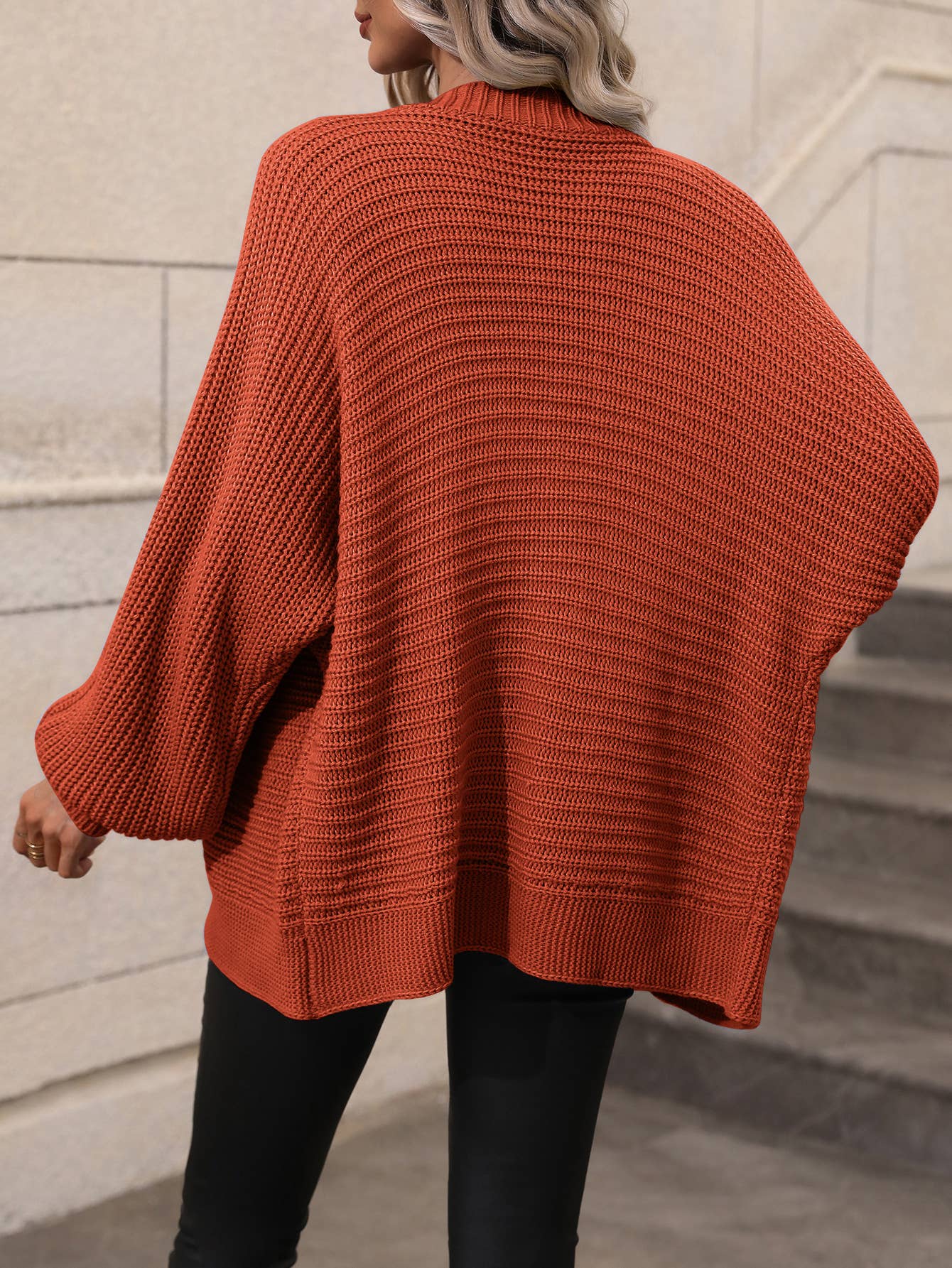 Solid color knit cardigan loose sweater