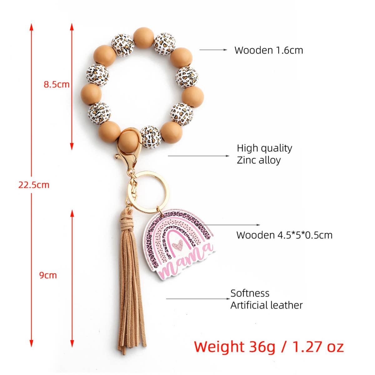 WOODEN BEADS BRACELET SPOT BRACELET KEYCHAIN_CWMM1299