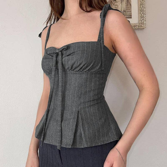 Striped irregular slim-fit suspenders