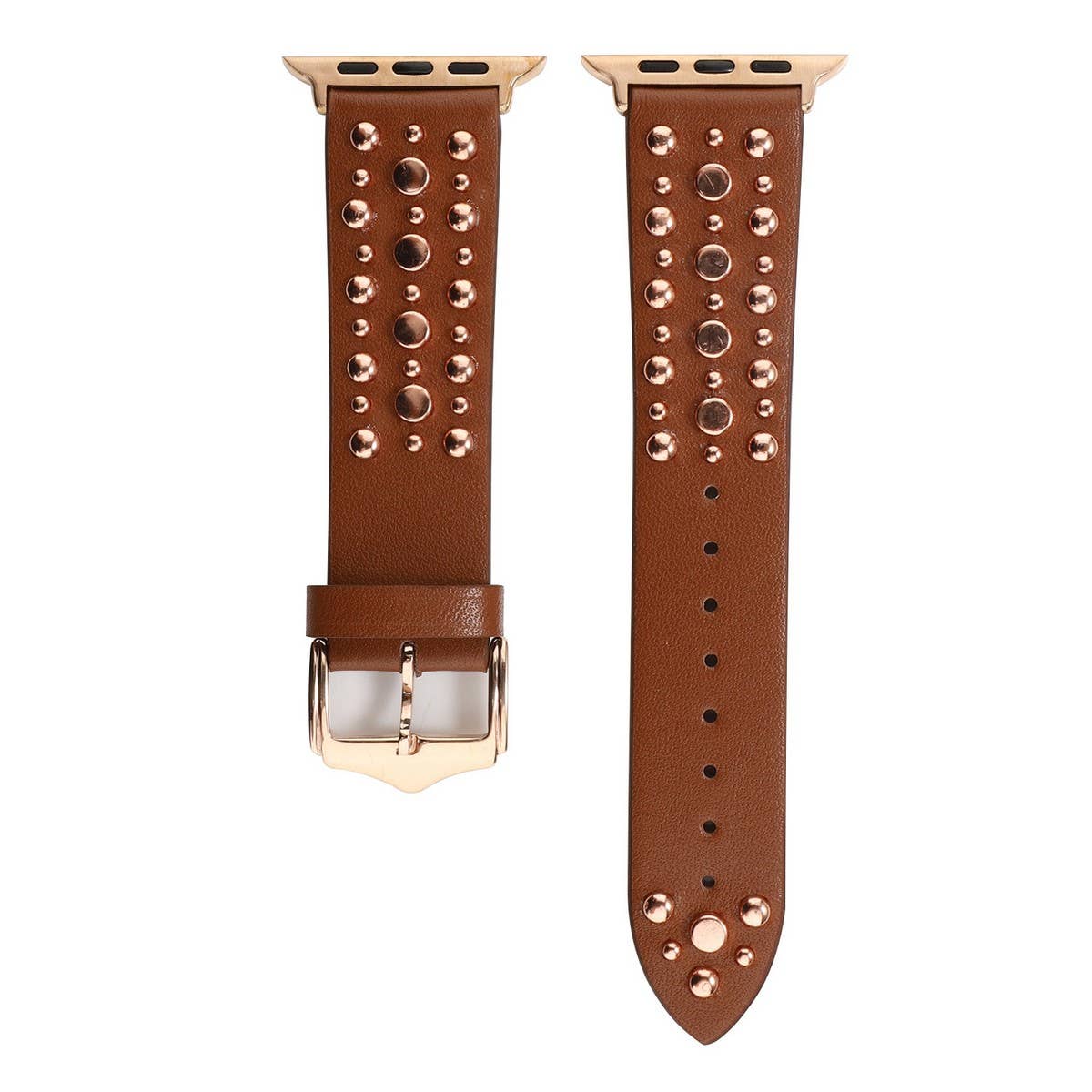 IWATCH9-1IWATCH8 GOLD RIVET GENUINE LEATHER STRAP