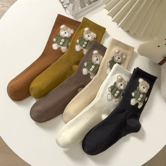 CUTE CARTOON BEAR WOMEN'S MID-LENGTH SOCKS