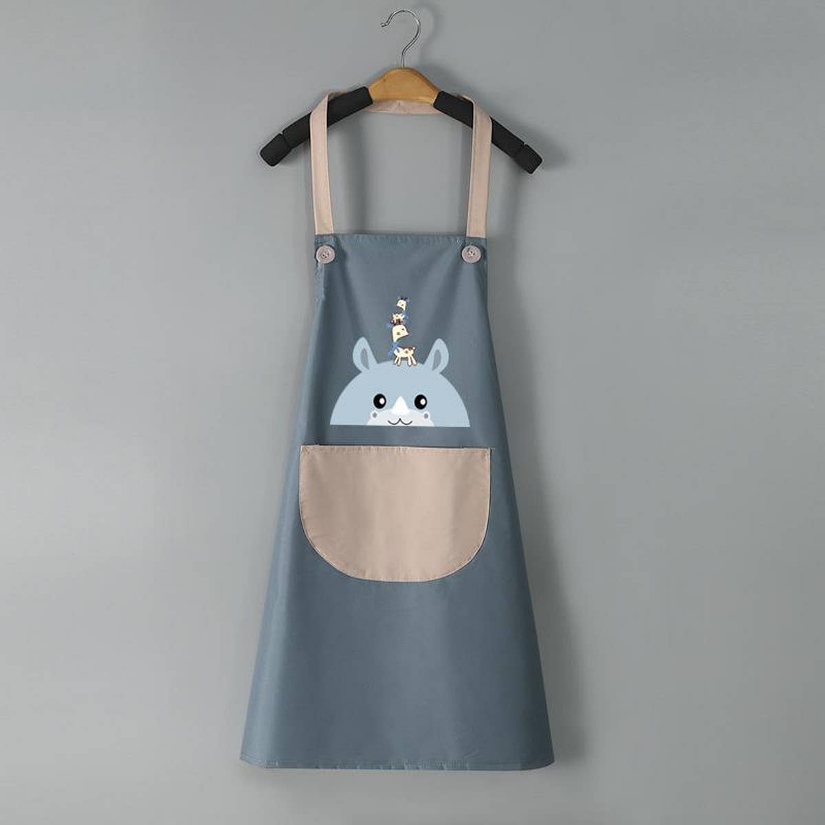 Deer head print Summer Thin Apron with pockets
