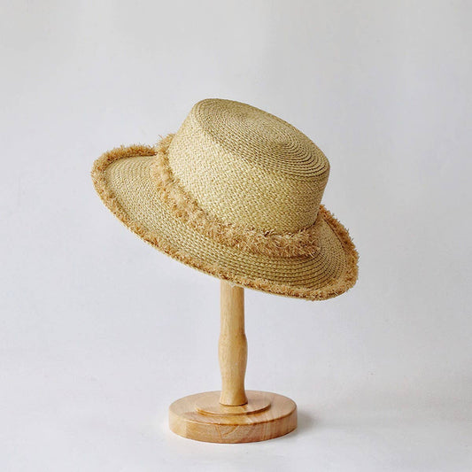 Summer raffia decorated straw hat for women_CWAH3568