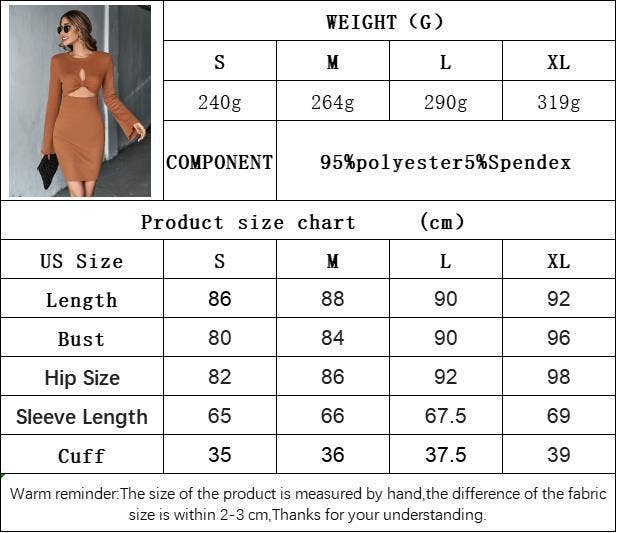 CWDSD6475_HOLLOW WAFFLE FLARED SLEEVE HIP DRESS