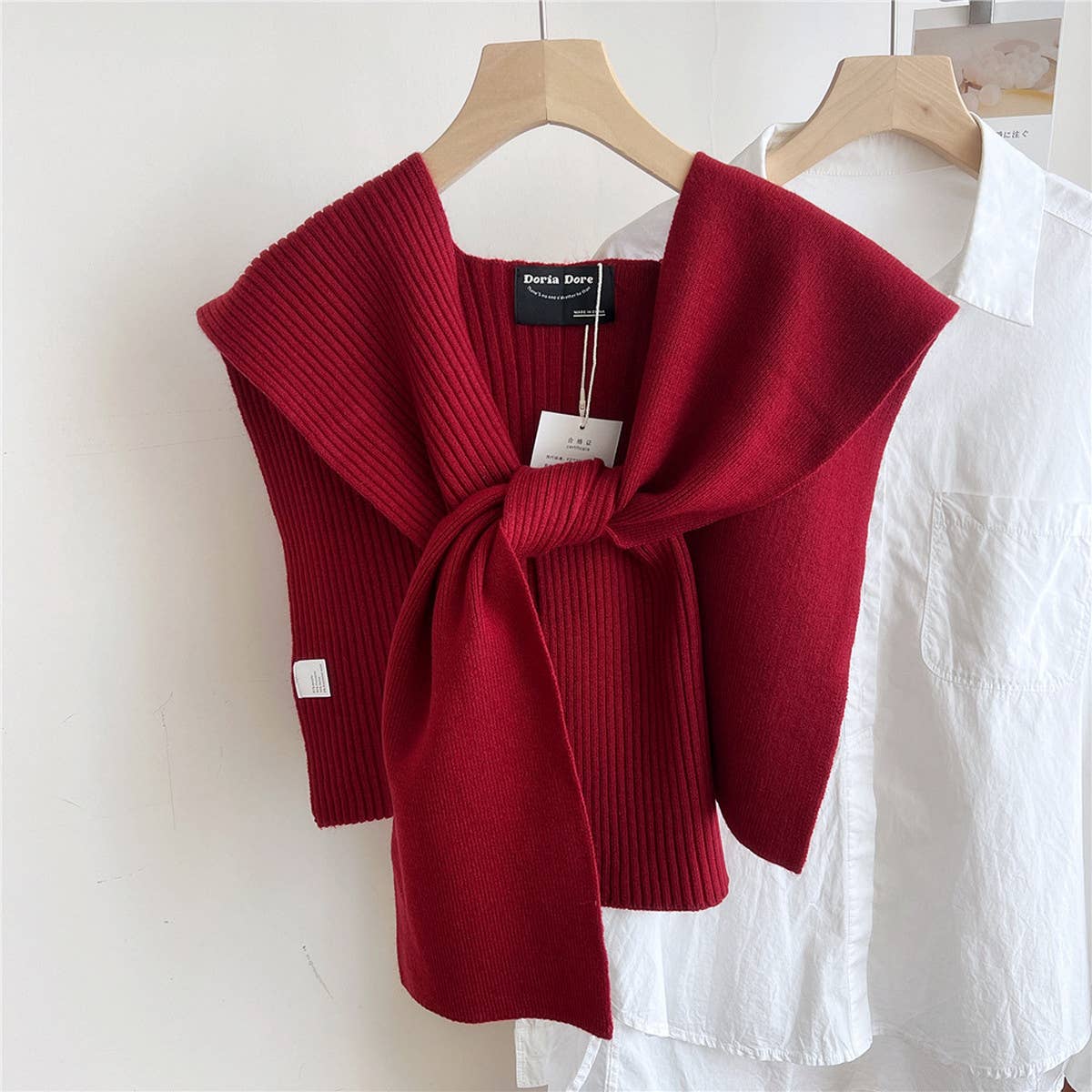 CWASC2383_KNITTED SHAWL KNOTTED SHIRT WOMEN'S SCARF