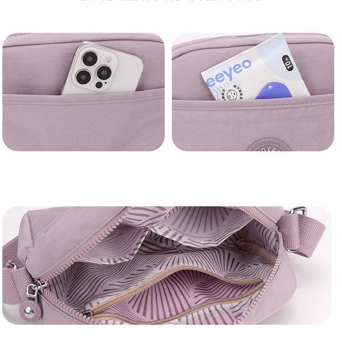LIGHTWEIGHT SOLID NYLON CROSSBODY SHOULDER BAG