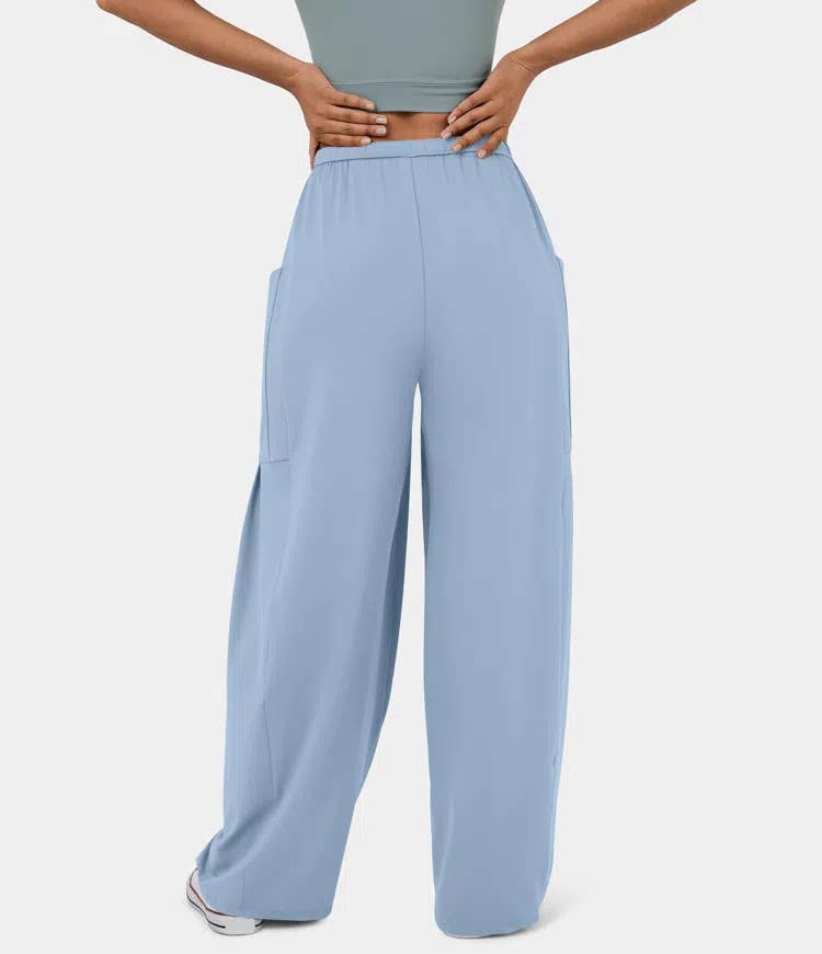 STYLISH ELASTIC-WAIST PLEATED HIGH-WAISTED PANTS